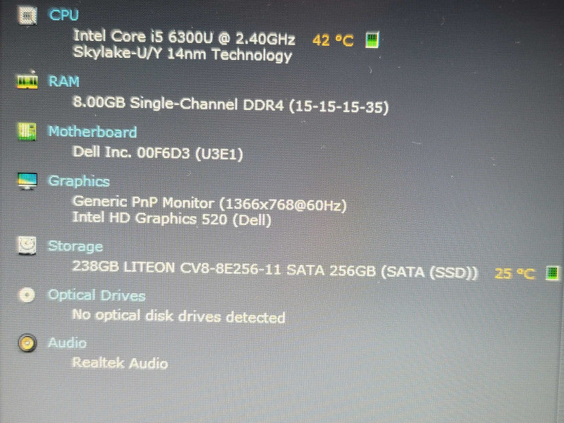 Dell Latitude 7280| i5-6300U| 8GB DDR4| 256GB SSD  QÎ²