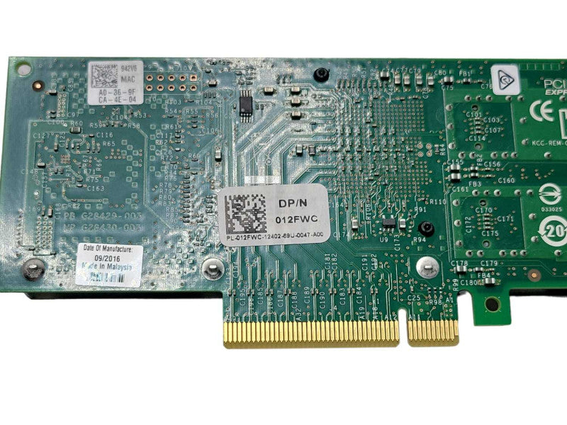 Dell INTEL 012FWC X520-DA2 10GBE DUAL PORT SFP+ ADAPTER, LP _