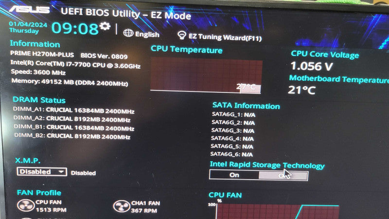 Intel Core i7-7700 | ASUS PRIME H270M-PLUS | 48GB DDR4 | 2x M.2 | Water 3.0 %
