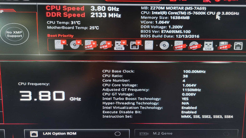 Intel Core I5-7600K | MSI Z270M MOTRAR (MS-7A69) | 16GB AM | M.2 | USB-C %