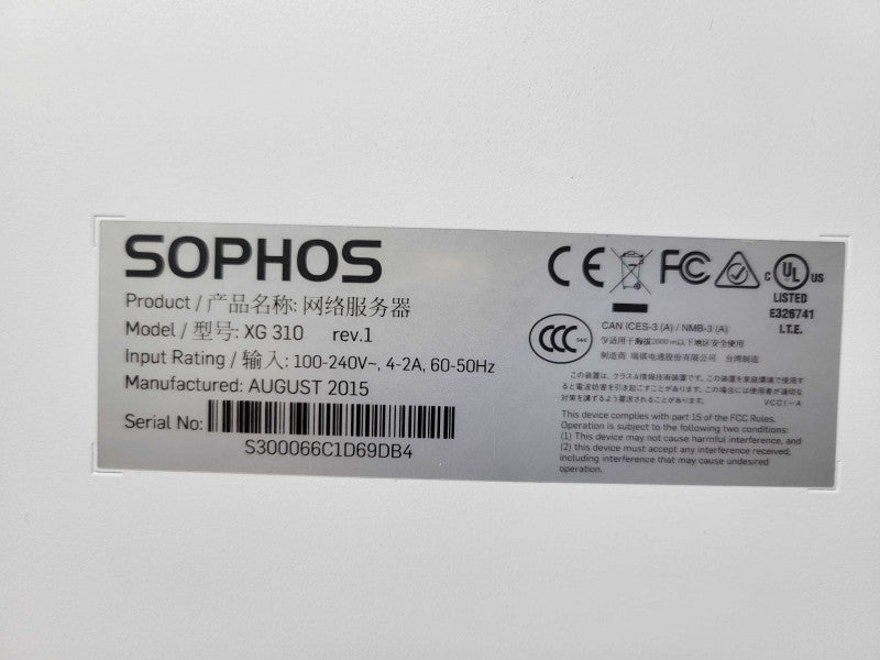 Sophos XG 310 rev.1 Security Appliance w/ FlexiPort Module 8 Port Module _