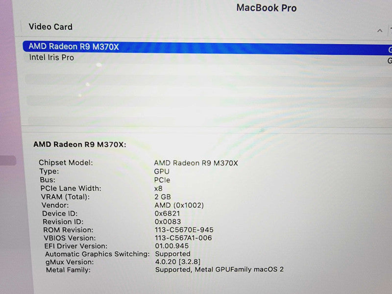 Apple Macbook Pro Retina 2015 15" Core i7-4870HQ @ 2.5GHz 16GB DDR3 500GB SSD (