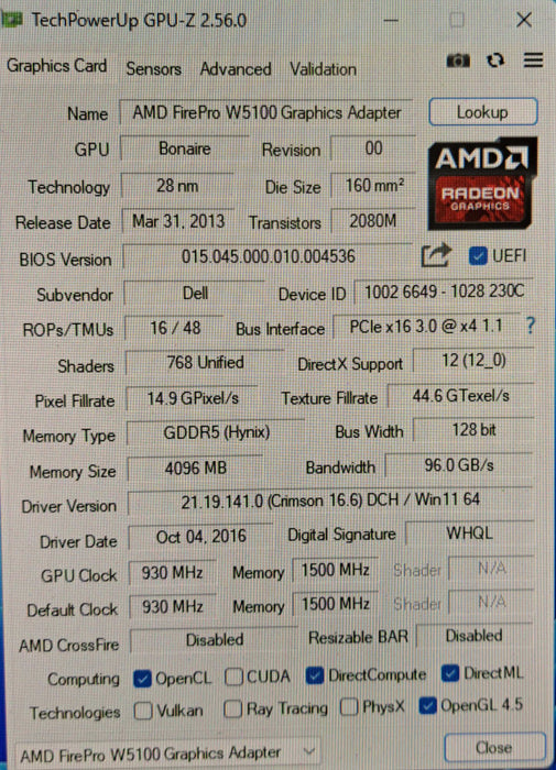 AMD FirePro W5100 | 4GB GDDR5 4x Display Port Graphics Card )