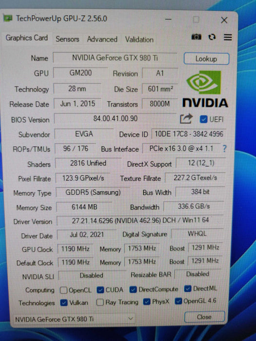 EVGA NVIDIA GTX 980 Ti 6GB FTW %