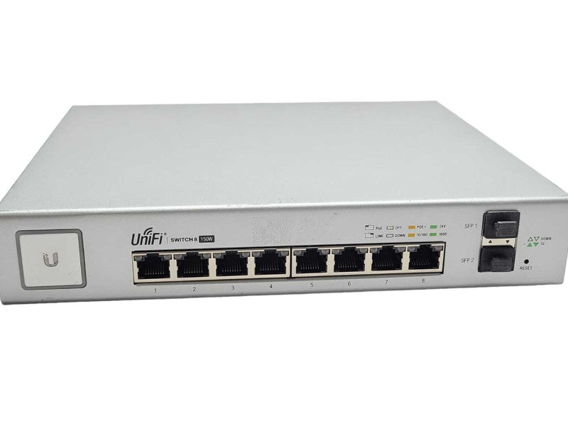 Ubiquiti US-8-150W 8-Port UniFi Switch, Managed PoE+ Gigabit, READ _