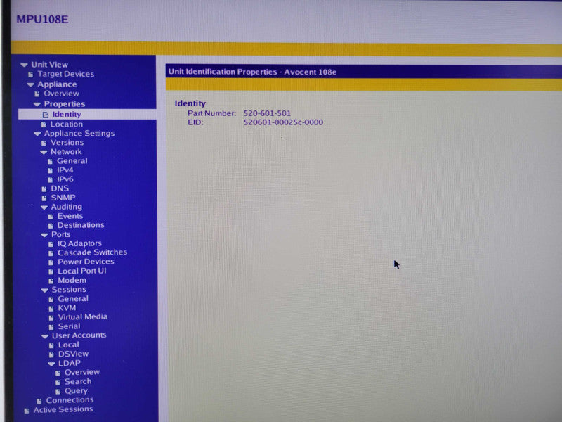 Avocent MergePoint Unity 108e 520-601-501 KVM Switch, Factory reset, READ _