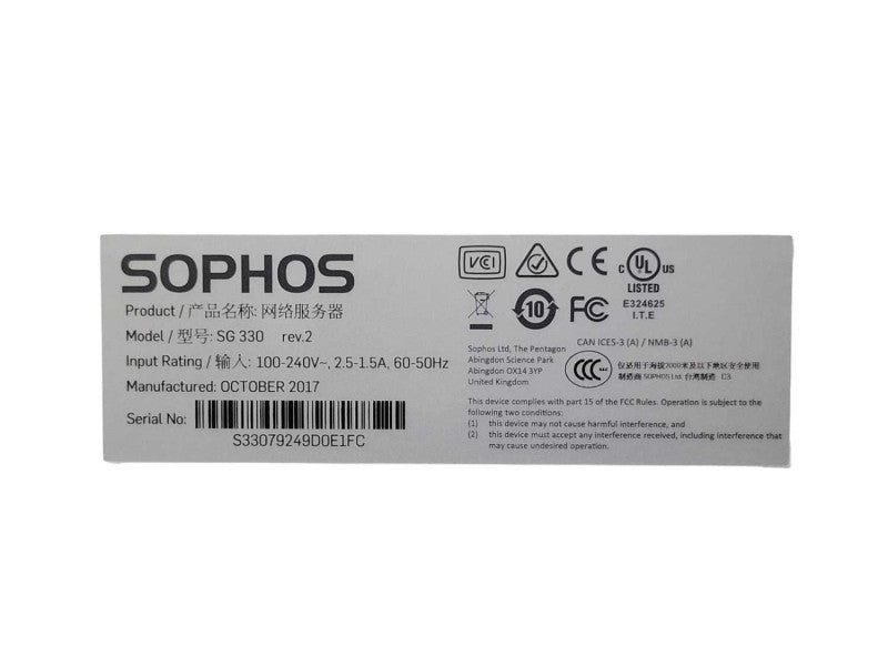 Sophos SG330 rev.2 8 Port Firewall Security Appliance, READ _