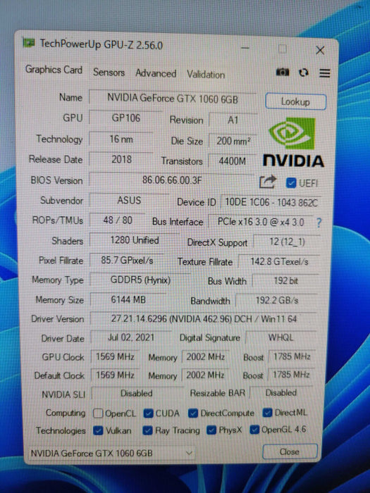ASUS NVIDIA GTX 1060 6GB  %
