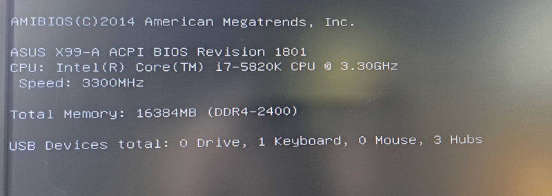 Asus X99-A Motherboard + i7-5820K @ 3.30GHz HyperX 16GB DDR4 2400MHz )