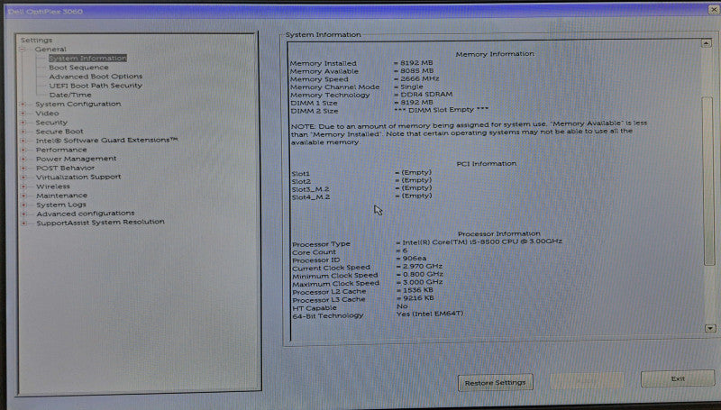 Dell OptiPlex 3060 SFF | i5-8500 @ 3.00GHz 8GB DDR4 128GB M.2 )