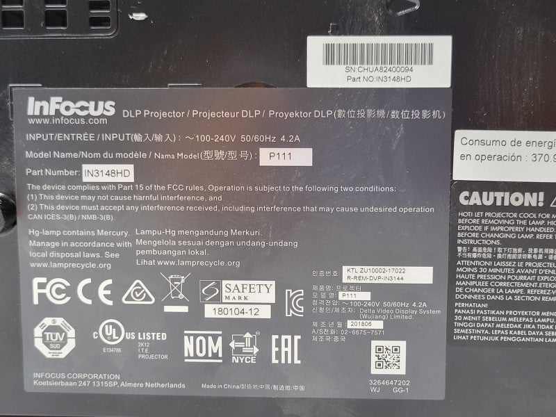 InFocus IN3148HD Full HD 1080p HDMI DLP Projector - 5000 Lumens 1484 Hour _