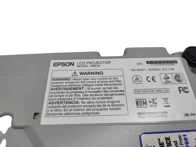 Epson H687A White Portable 100-240V 3LCD 98H Powerlite &