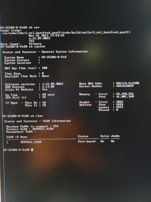 HP 2520G-8-POE J9298A 8-Ports managed switch _