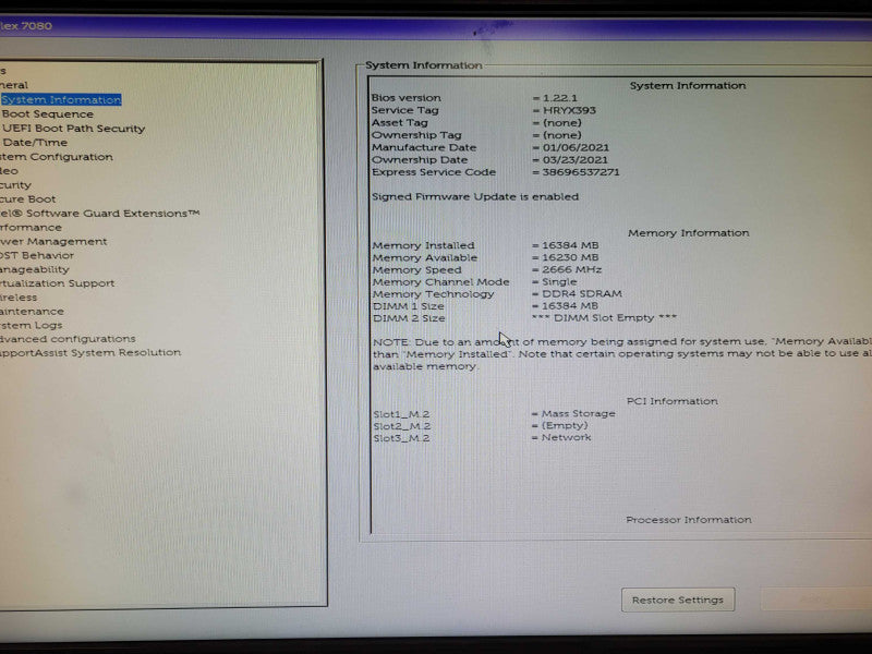Dell OptiPlex 7080 Mini, Core i5-10500T 2.3GHz, 16GB DDR4 512GB M.2 w/ Power  _