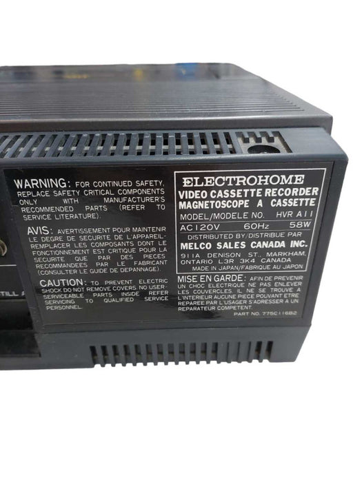 Electrohome TopLoader VHS Player video Cassette Recorder Model: HVR A11  â