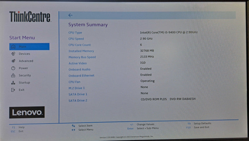 Lenovo M720e SFF | i5-9400 @ 2.90GHz 32GB DDR4 No HDD/OS )