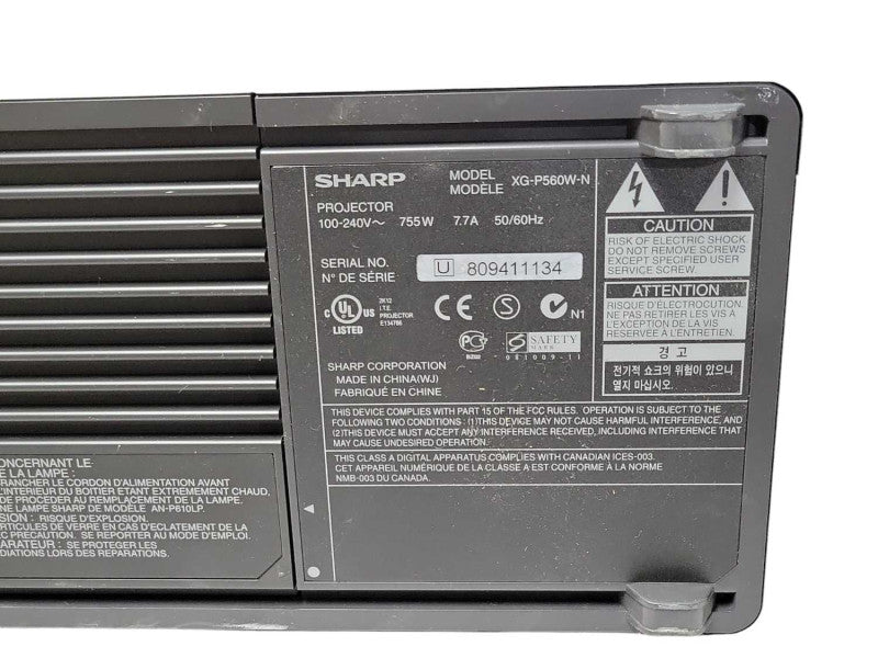 Sharp XG-P560W DLP Projector Conference Series HDMI Lamp 1/2 140/216 Hours _