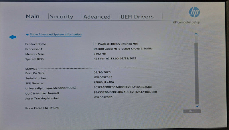 HP ProDesk 400 G5 USFF | i5-9500T @ 2.20GHz 8GB DDR4 +WiFi | No HDD/OS )