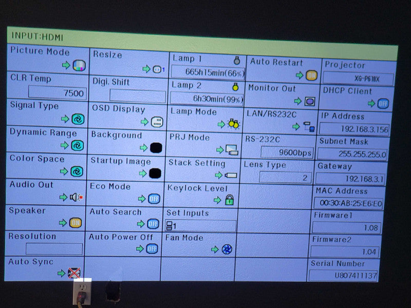 Sharp XG-P610X DLP Projector Conf. Series HDMI Lamp 1/2 667/7 Hours, READ _
