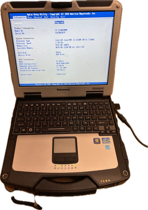 Panasonic ToughBook CF-31 i5-2520M@2.5GHz 8GB RAM No HDD No Caddy 310Hrs READ