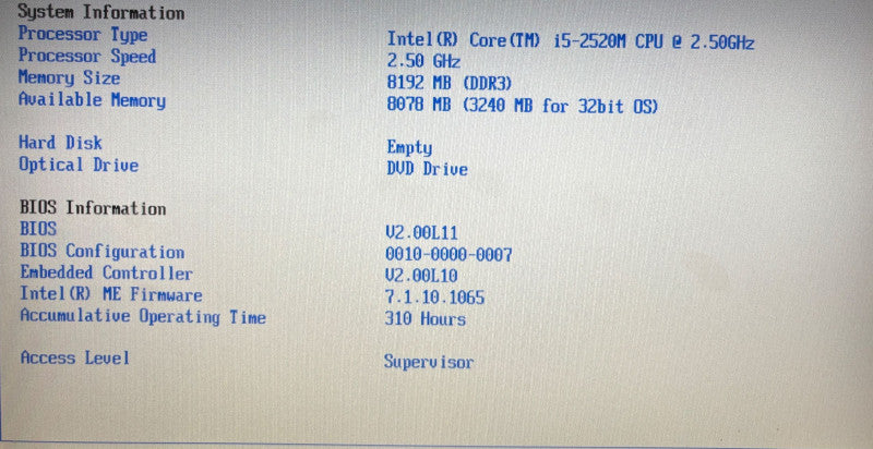 Panasonic ToughBook CF-31 i5-2520M@2.5GHz 8GB RAM No HDD No Caddy 310Hrs READ