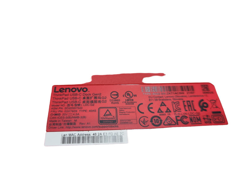 Lenovo ThinkPad 40AS USB-C Dock Gen 2 Docking Station LDC-G2 (Dock Only) &