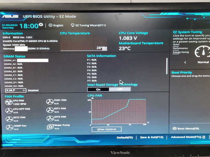 Asus X99-E WS/USB3.1 LGA 2011 V3 X99 MOTHERBOARD w/ Core I7-6800K CPU, SEE _