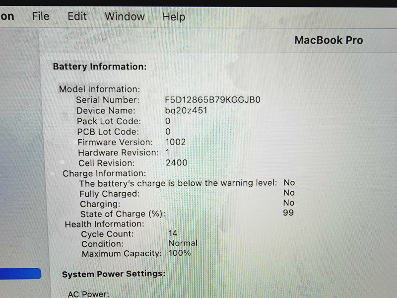 Apple Macbook Pro 2020 Chip M1 @ 3.2GHz 16GB Ram 250GB SSD (