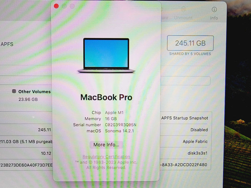 Apple Macbook Pro 2020 Chip M1 @ 3.2GHz 16GB Ram 250GB SSD (
