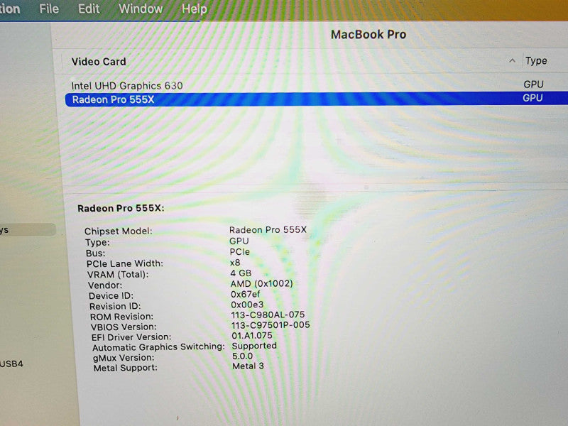 Apple Macbook Pro 2018 15\\" 6-Core i7-8750H @ 2.2GHz 16GB DDR4 250GB SSD Radeon Pro 555X 4GB (