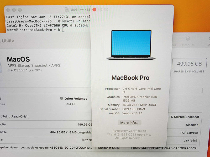 Apple Macbook Pro 2019 16\\" 6-Core i7-9750H @ 2.6GHz 16GB DDR4 500GB SSD Radeon Pro 5300 4GB (
