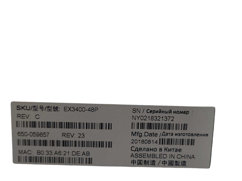 Juniper EX3400-48P 48-Port + 4x SFP 1Gb L3 POE Network Switch, READ _
