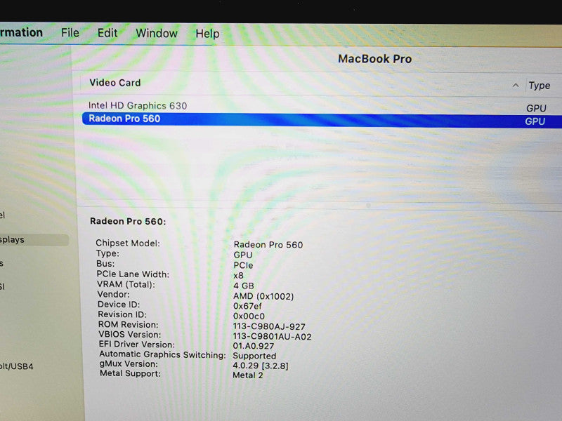 Apple Macbook Pro 2017 15\\" 4-Core i7-7820HQ @ 2.9GHz 16GB DDR3 1TB SSD Radeon Pro 560 4GB (