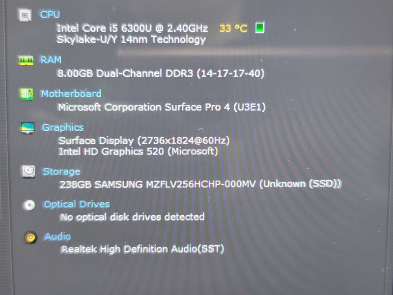 Microsoft Surface Pro 4|i5-6300U| 8GB DDR3 | 256GB SSD | read Î²