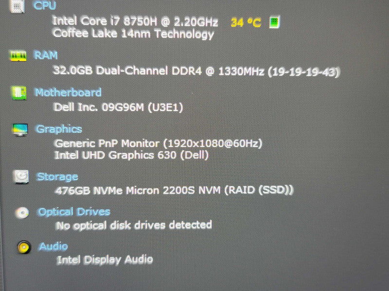 Dell Precision 7730 | i7-8750H| 32GB DDR4| 512GB SSD  Î²