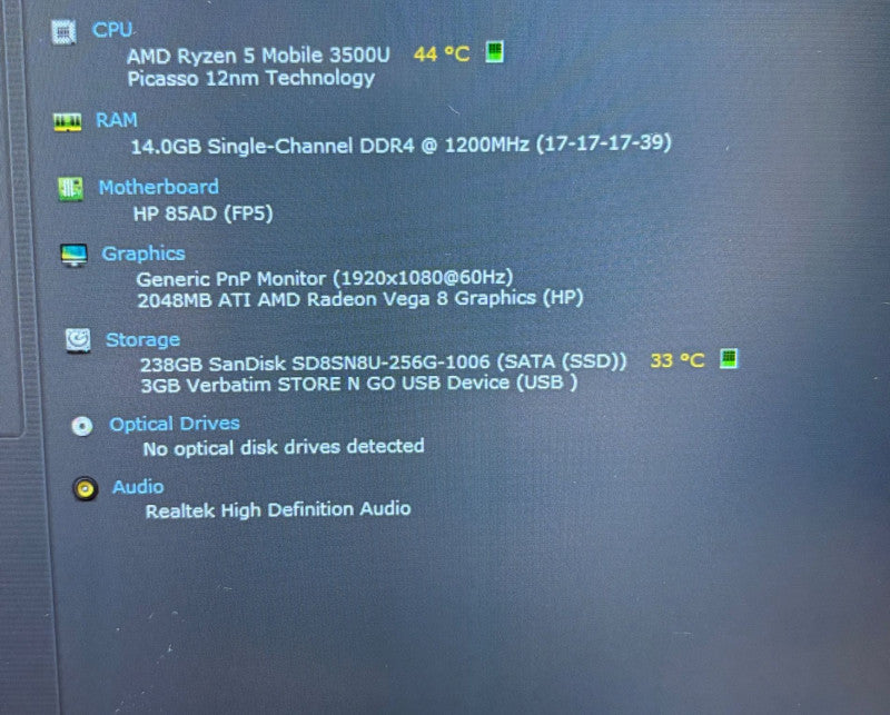 HP ProBook 455R G6 AMD Ryzen 5 3500U Radeon Vega 8 GPU 16GB RAM 256SSD READ!