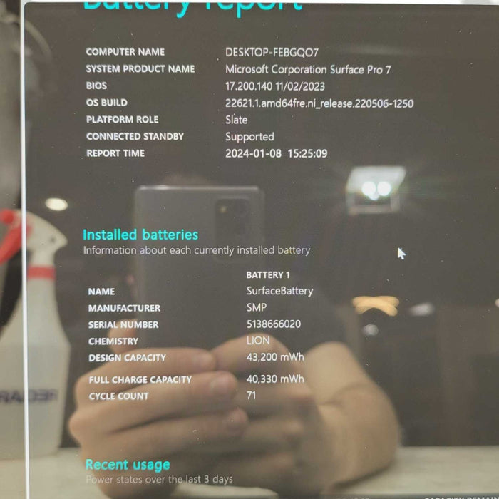 Surface Pro 7 i7-1065G7 @1.30GHz 16GB RAM 256GB Storage 1866  -