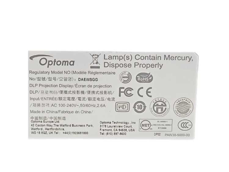 Optima DAEWSGG Full 3D HDMI DLP Multimedia Projector, READ  _