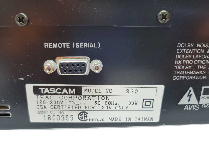 TASCAM 322 Professional Double Auto Reverse Cassette Deck (READ) %