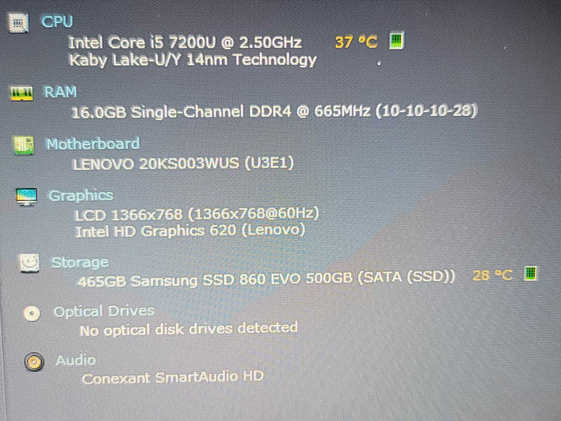 Lenovo ThinkPad E580 | i5-7200U| 16GB DDR4| 500GB SSD Î²