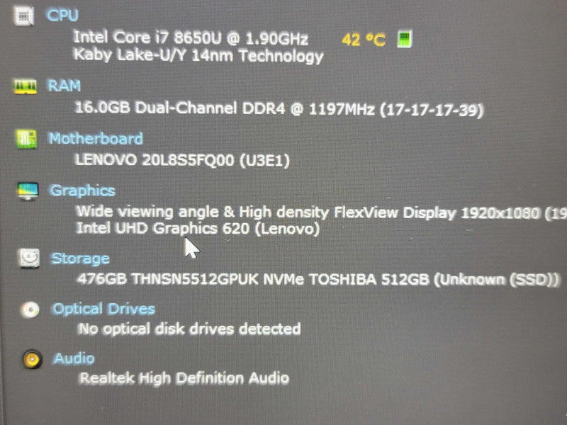 Lenovo ThinkPad T480s| i7-8650U| 16GB DDR4| 512GB M.2 Î²
