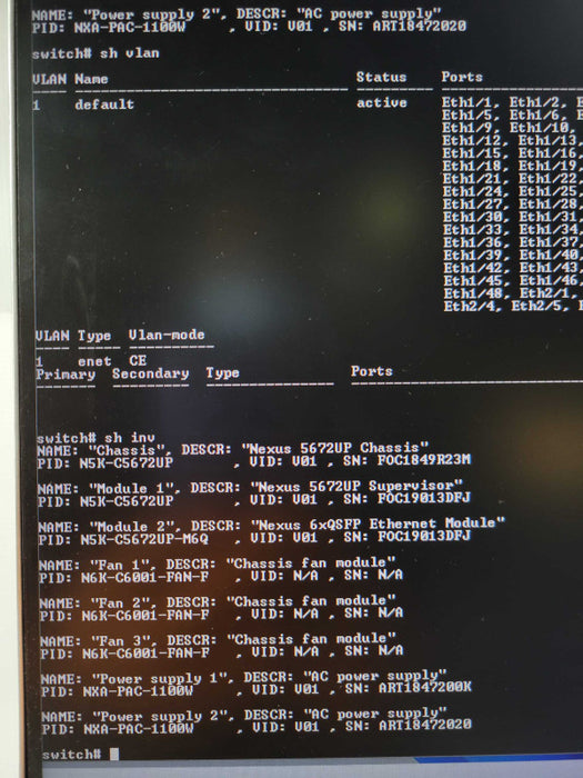 Cisco Nexus N5K-C5672UP 48x SFP+ 10G, 6x QSFP+ 40G Network Switch Q_