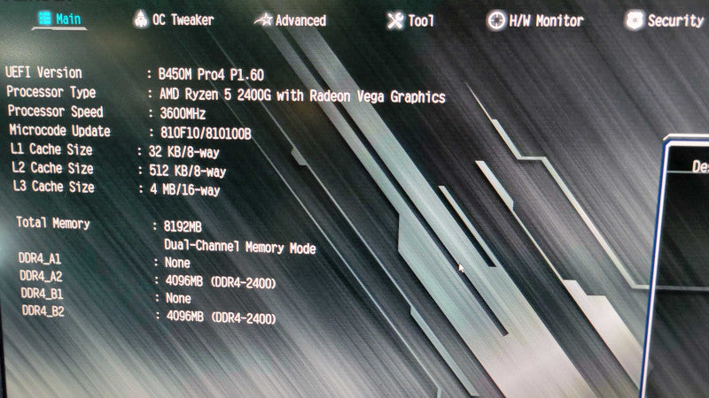 AMD Ryzen 5 2500G | ASROCK B450M Pro4 P1.60 | 8GB RAM | 256GB SSD %