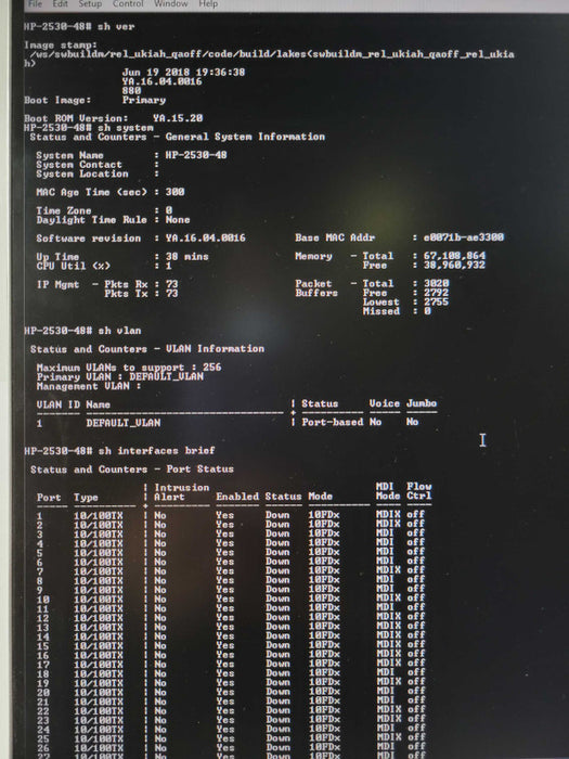 Aruba J9781A 2530 Ethernet Switch 48 Port 1GB RJ-45, READ _