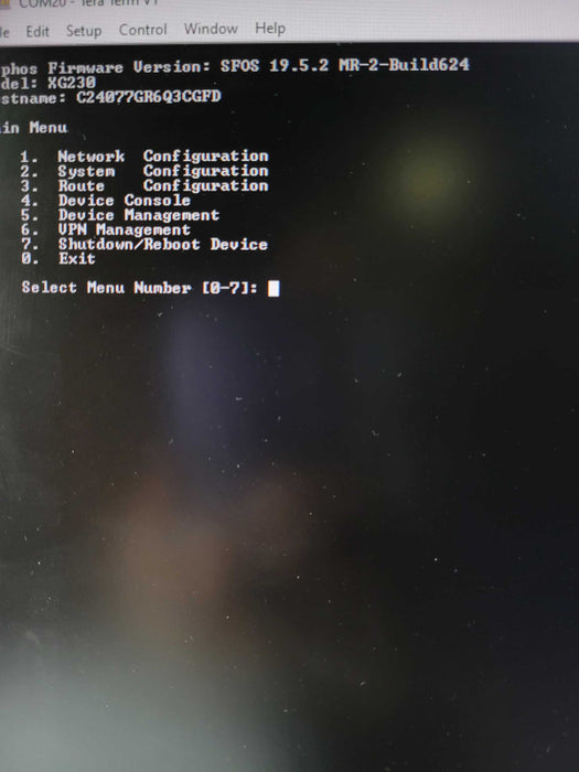 Sophos XG 230 Rev2 Firewall Security Appliance, Factory Reset _