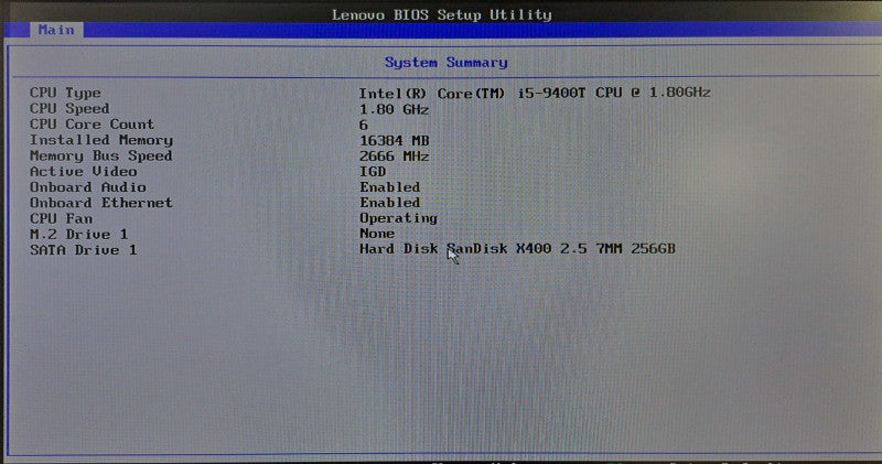 Lenovo M720q USFF | i5-9400T @ 1.80GHz 16GB DDR4 256GB SSD + WiFi )