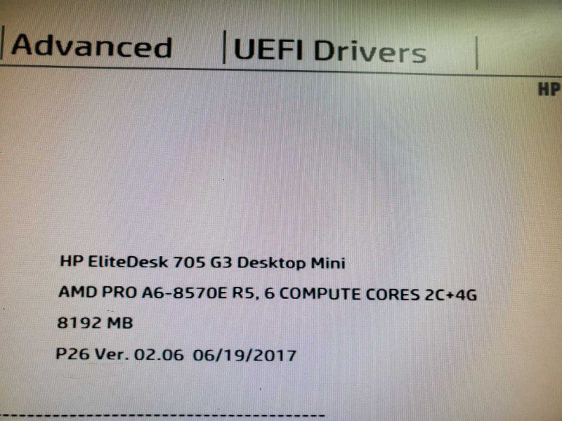 HP EliteDesk 705 G3 Mini A6-8570E 8GB DDR4 NO HDD Q@