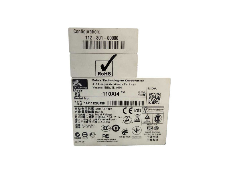 Zebra 110Xi4 Industrial Thermal Transfer Label Printer READ $