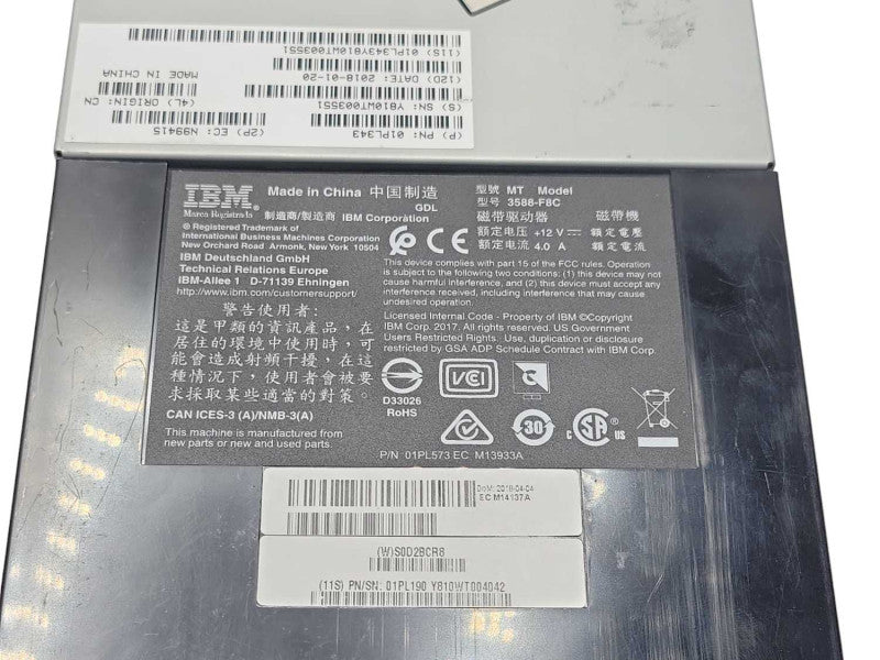 IBM 3588-F8C LTO Ultrium 8 (LTO-8) FC Tape Drive 00VJ550/01PL343 READ _