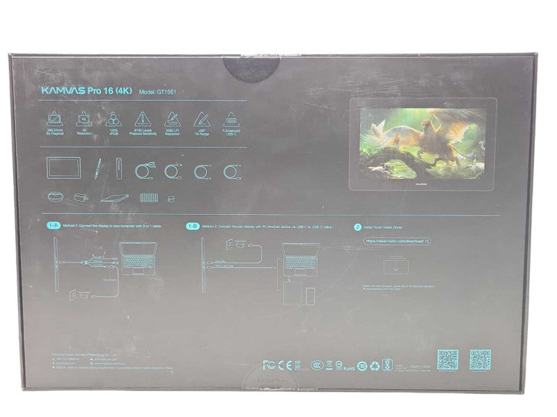 HUION Kamvas Pro 16 4K UHD Graphics Drawing Tablet, read _